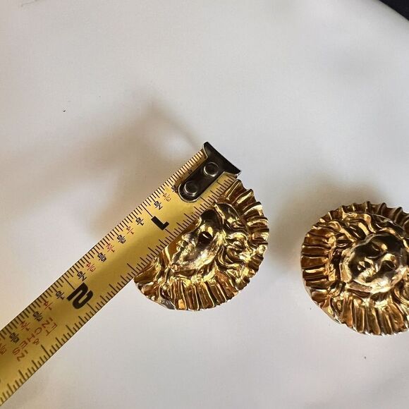 Vintage French Sun King Earrings 3d Clip On Gold Tone Sun Face Sunshine 4723 - Picture 8 of 9